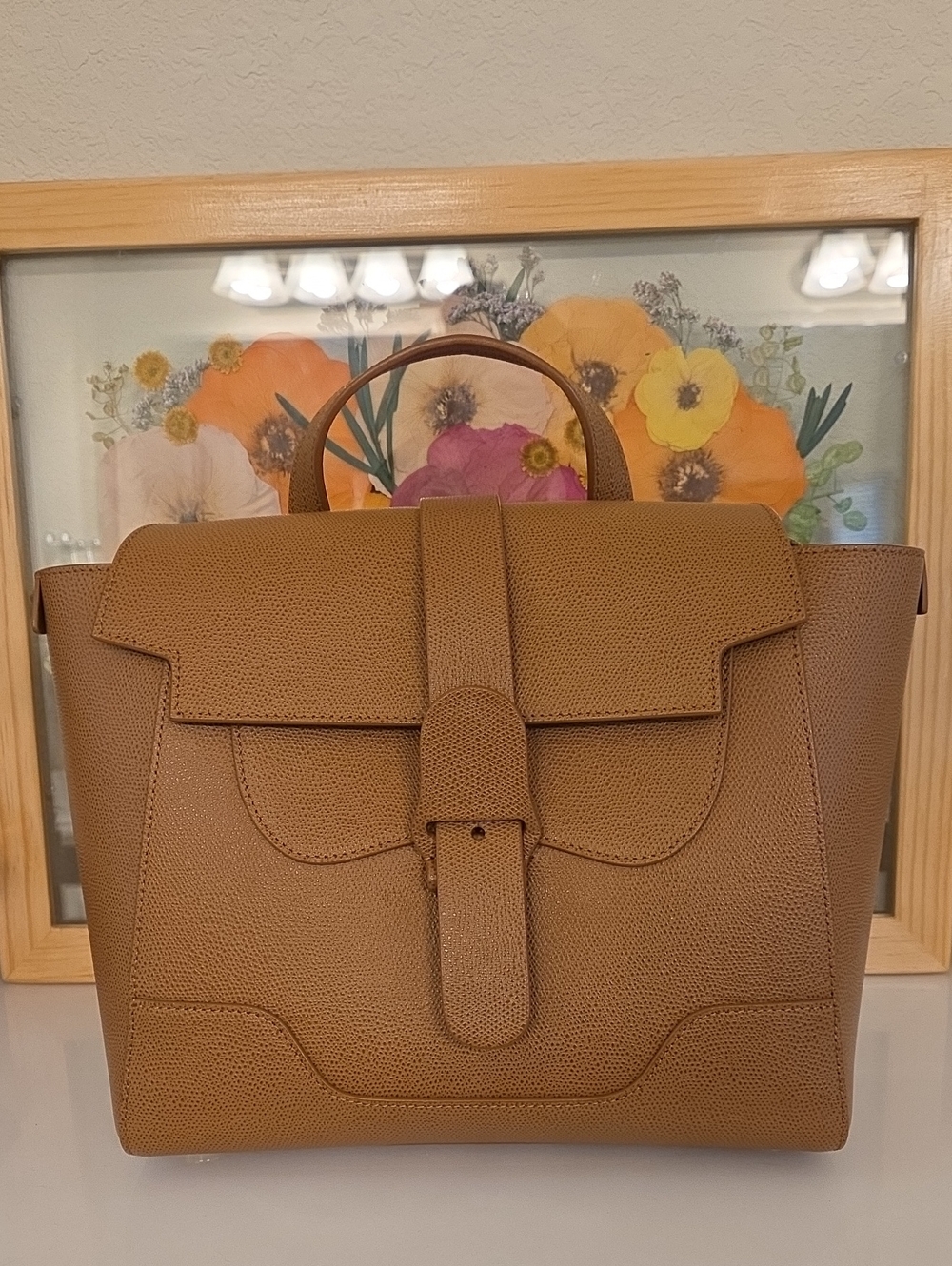 Senreve Medium Maestra Bag In Camel Pebbled Leather